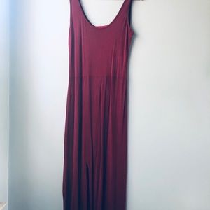 Burgundy Red Side Slit Maxi Dress